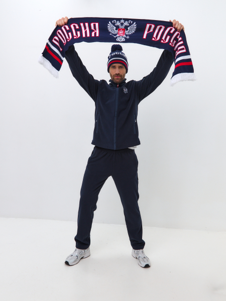 Шарф вязанный РОССИЯ 60M-RT-1848 синий /RUSTEAM