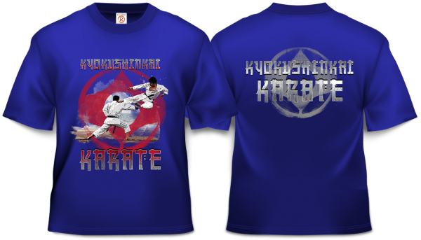 К-6В Футболка киокушинкай (василек). Модель - К6В