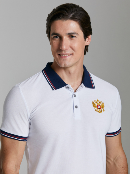 Рубашка Поло мужская белая 65M-RR-1497 /RED N ROCKS