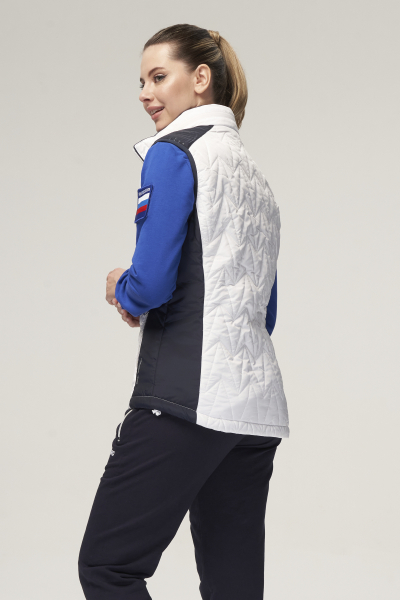 W11320G-FF242 Жилет утепленный женский (белый/синий)