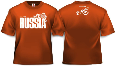 Футболка  RUSSIA детская/взрослая (оранжевый) 