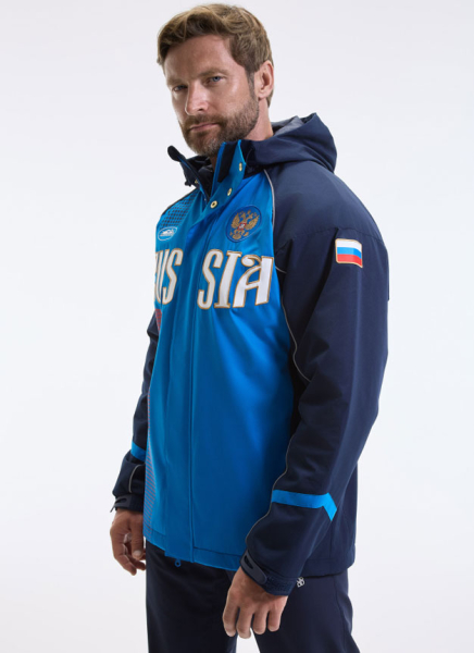 M09110V-NN262 Куртка ветрозащитная на флисовой подкладке мужская (синий)