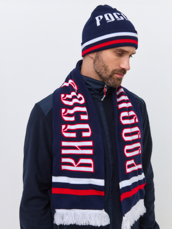 Шарф вязанный РОССИЯ 60M-RT-1848 синий /RUSTEAM