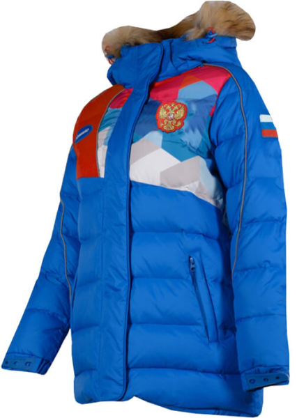 Пуховик женский (голубой/красный) /W08131G-FF172