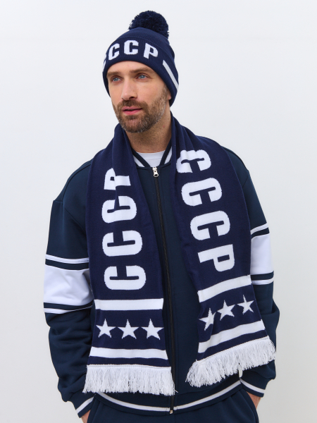 Шарф вязанный СССР 60M-RT-1849 синий /RUSTEAM