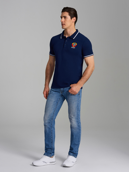 Рубашка Поло СССР мужская  65M-RR-1783 (т.синий)