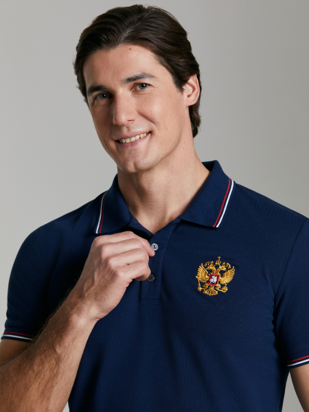 Рубашка Поло мужcкая 65M-RR-1497 (тёмно-синий) /RED-N-ROCK'S