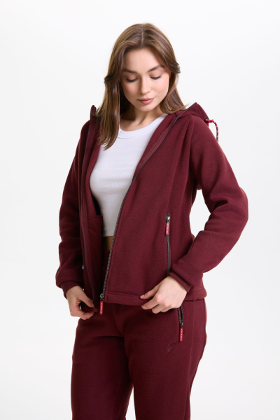 W06340G-CC252 Костюм флисовый женский (бордовый/бордовый)