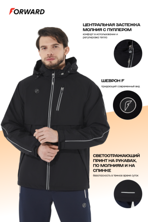 M09110G-BB251 Куртка на флисовой подкладке мужская (черный)