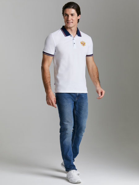 Рубашка Поло мужская белая 65M-RR-1497 /RED N ROCKS