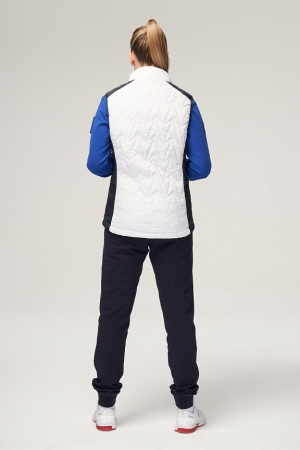 W11320G-FF232 Жилет утепленный женский (белый/синий)