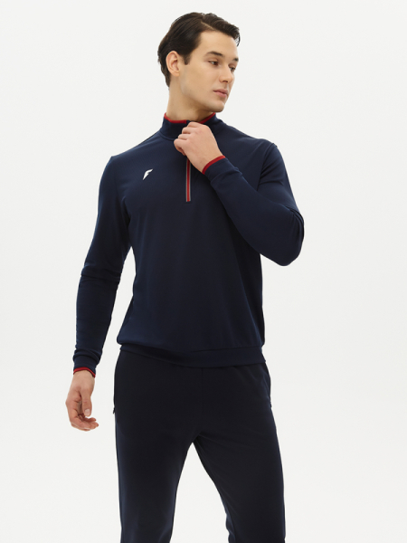 M14112FP-NC251 Футболка с длинным рукавом мужская (синий/бордовый)