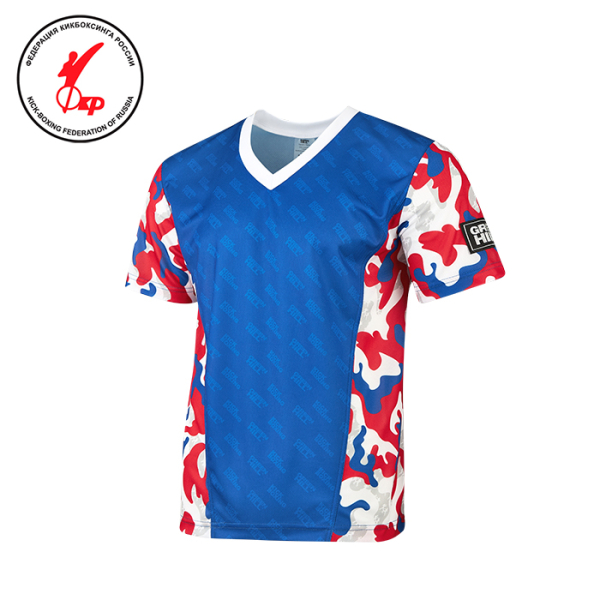 Футболка для кикбоксинга Green Hill Mesh Camo детская синяя