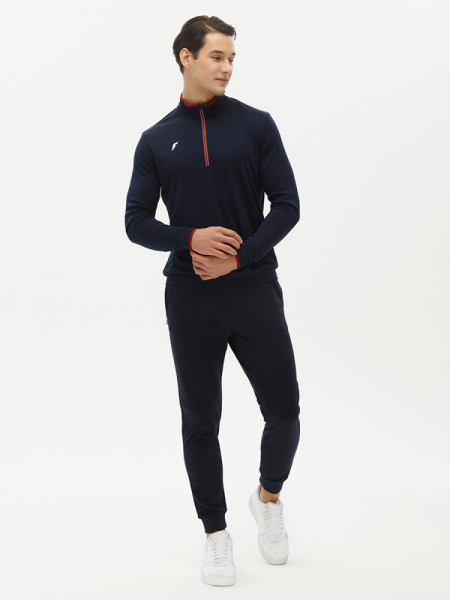 M14112FP-NC251 Футболка с длинным рукавом мужская (синий/бордовый)