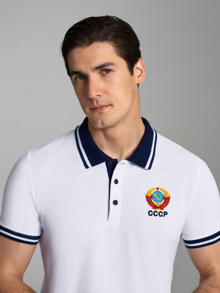 Рубашка Поло СССР мужская 65M-RR-1783 (белый)